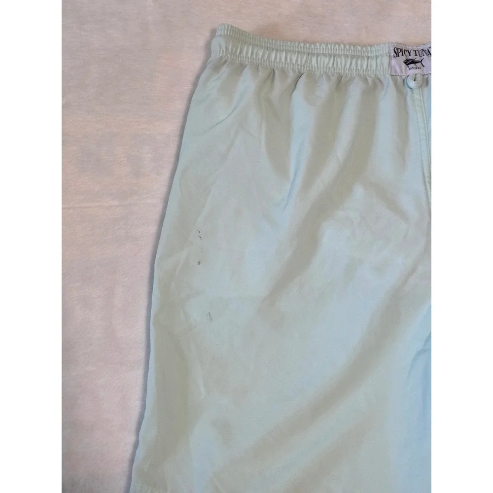 Spicy Tuna Mens Mint Green Swim Trunks Mesh Lined Board Shorts Size Large